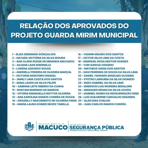 Lista de Aprovados do Projeto Guarda Mirim Municipal 2025