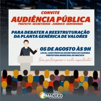 Convite para Audiência Pública do dia 05/08/2021