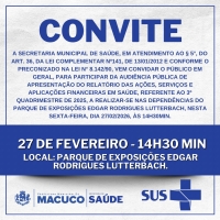Convite para Audiência Pública da Secretaria Municipal de Saúde do dia 27/02/2026