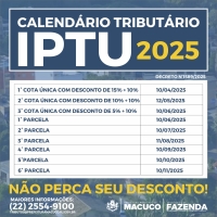 Calendário Tributário do IPTU 2025